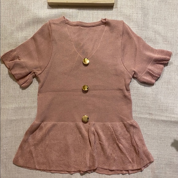 Korean Fashion Knitted short sleeve with buttons - Picture 2 of 5